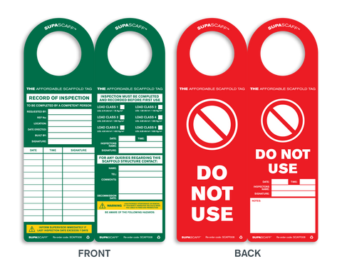 SUPASCAFF™ Double Sided  Folding Inspection Tag Pack - SCAFF008