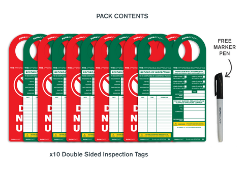 SUPASCAFF™ Double Sided  Folding Inspection Tag Pack - SCAFF008