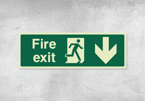 Fire Exit Down - Photoluminescent PVC