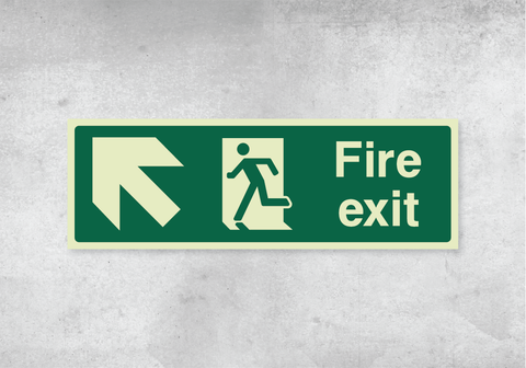 Fire Exit Up Left - Photoluminescent PVC