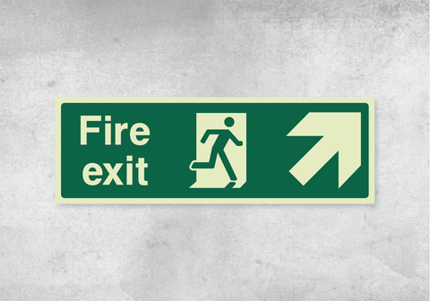 Fire Exit Up Right - Photoluminescent PVC