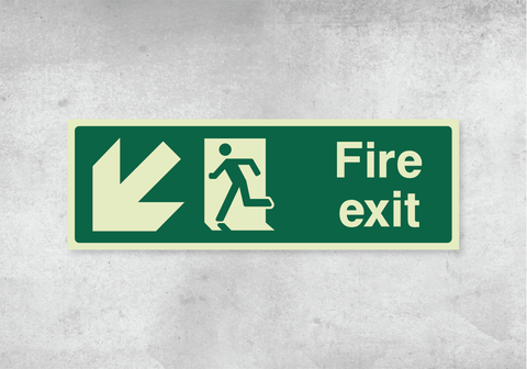 Fire Exit Down Left - Photoluminescent PVC