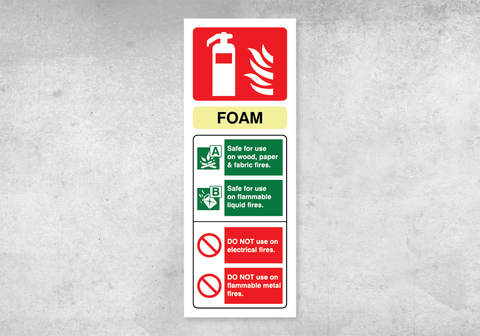 Foam Fire Extinguisher ID Sign - Portrait - 75x200mm - Rigid PVC