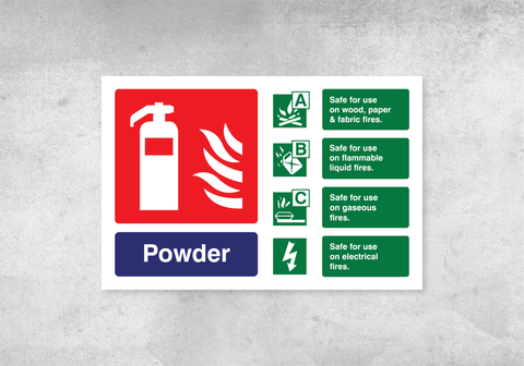 Powder Fire Extinguisher ID Sign - Landscape - 150x100mm - Rigid PVC