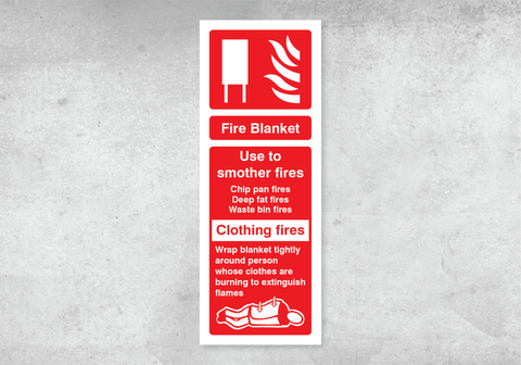 Fire Blanket ID Sign - Portrait - 75x200mm - Rigid PVC