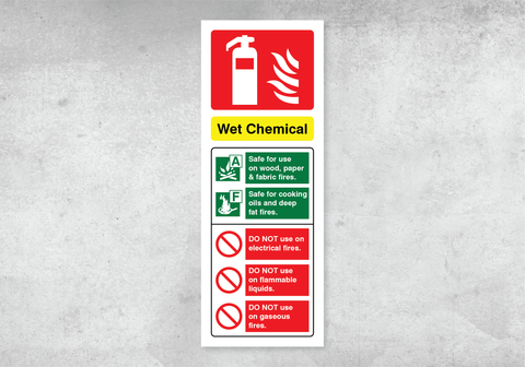 Wet Chemical Fire Extinguisher ID Sign - Portrait - 75x200mm - Rigid PVC