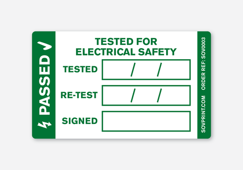 PAT Tested for Electrical Safety - Split Laminate Label - SOV0003