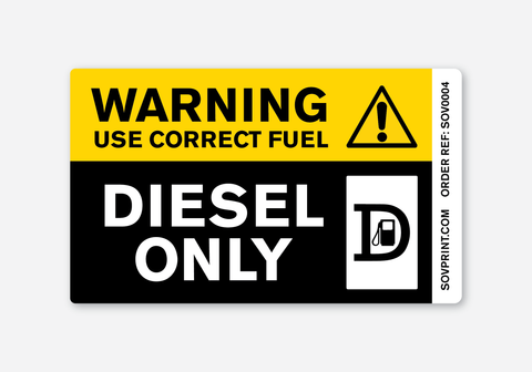 Warning: Use Correct Fuel - Diesel Only - SOV0004