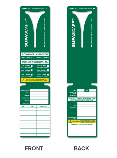 SUPASCAFF™ Universal Scaffold Inspection Tag Pack - SCAFF005