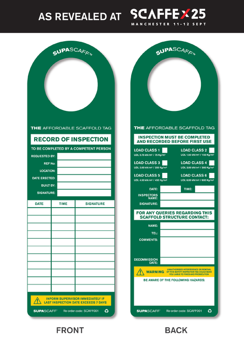 SUPASCAFF™ Scaffold Inspection Tag Pack